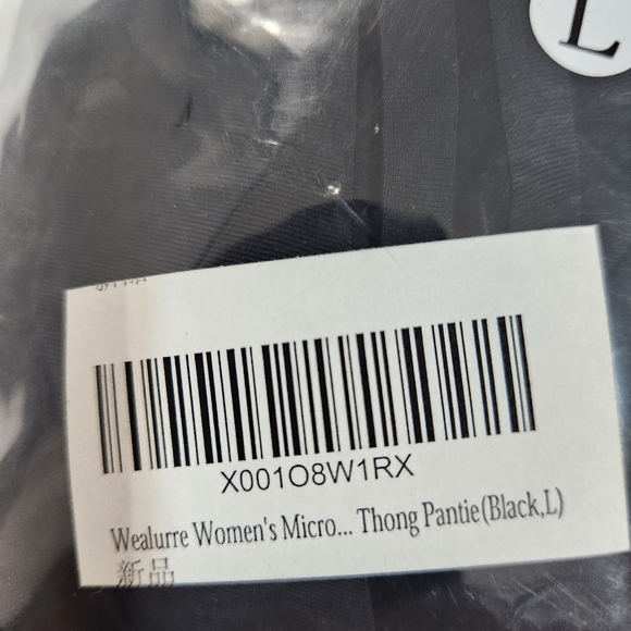 WEALURRE WOMEN'S BLACK MICRO THONGS PANTIES SIZE LARGE - Picture 4 of 5
